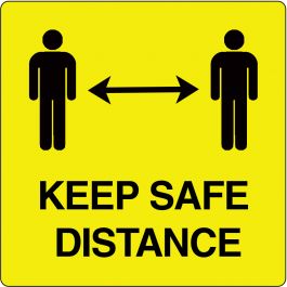 "Keep Safe Distance" sticker (Maxi-Loka Premium) Yellow & Black